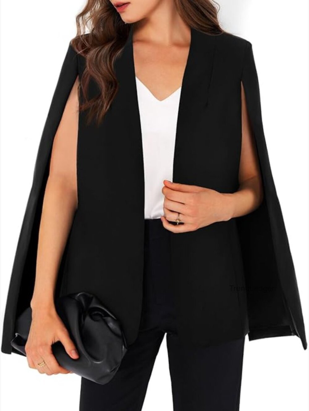 Cape Blazer Open Front Casual Jacket Coat Workwear Split Sleeve